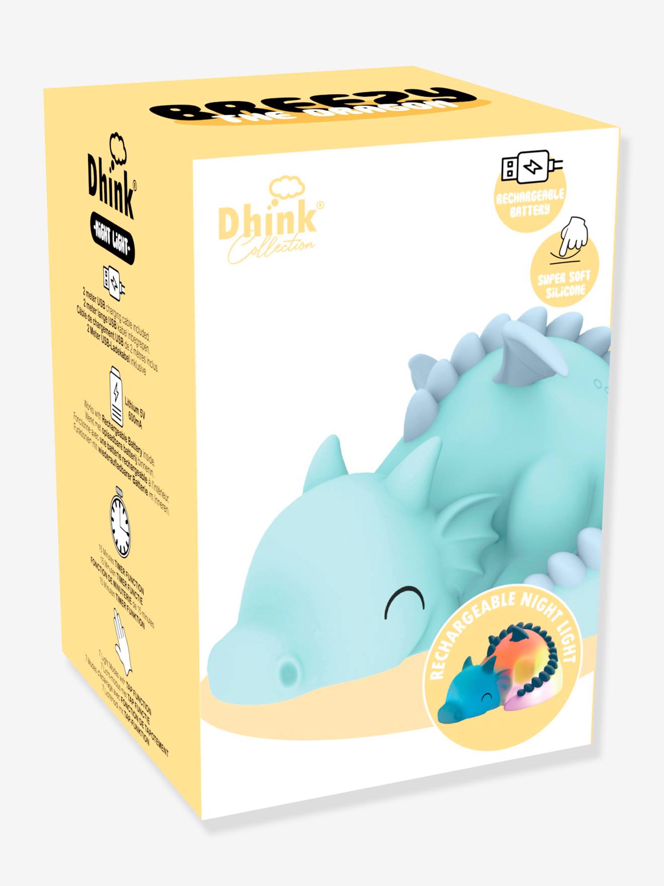 Softes Kinderzimmer Akku-Nachtlicht Drache BREEZY DHINK - blau