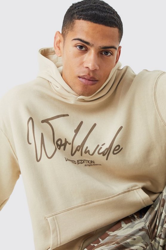 Oversize Hoodie mit Worldwide-Print