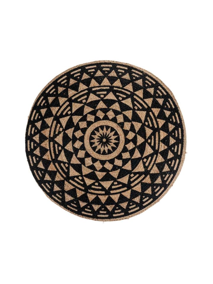 House Nordic Teppich BOMBAY Jute Rund Schwarz / Natur 120 cm günstig kaufen onesize