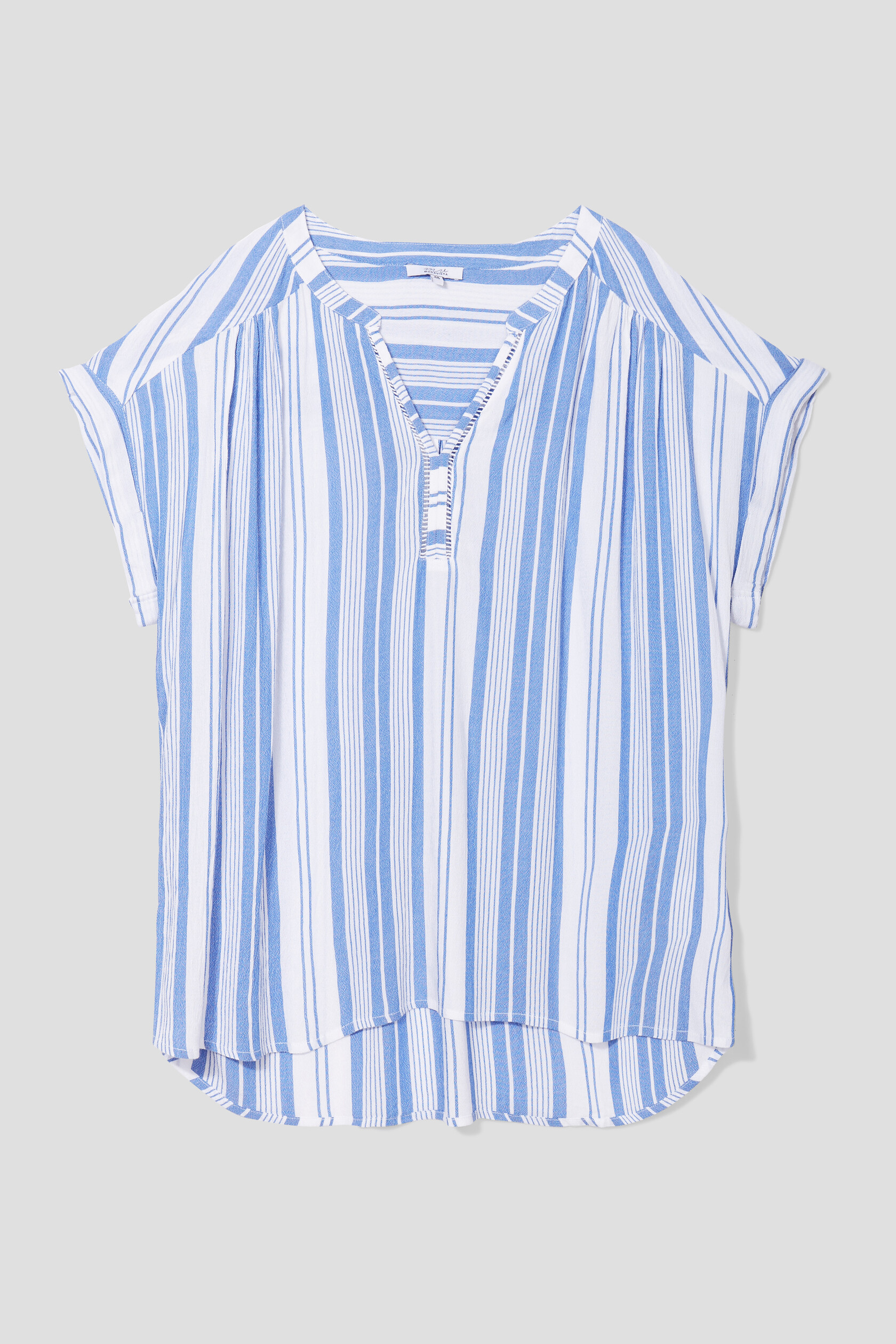 Blouse col en V manches courtes bleu canard femme grande taille | La Halle