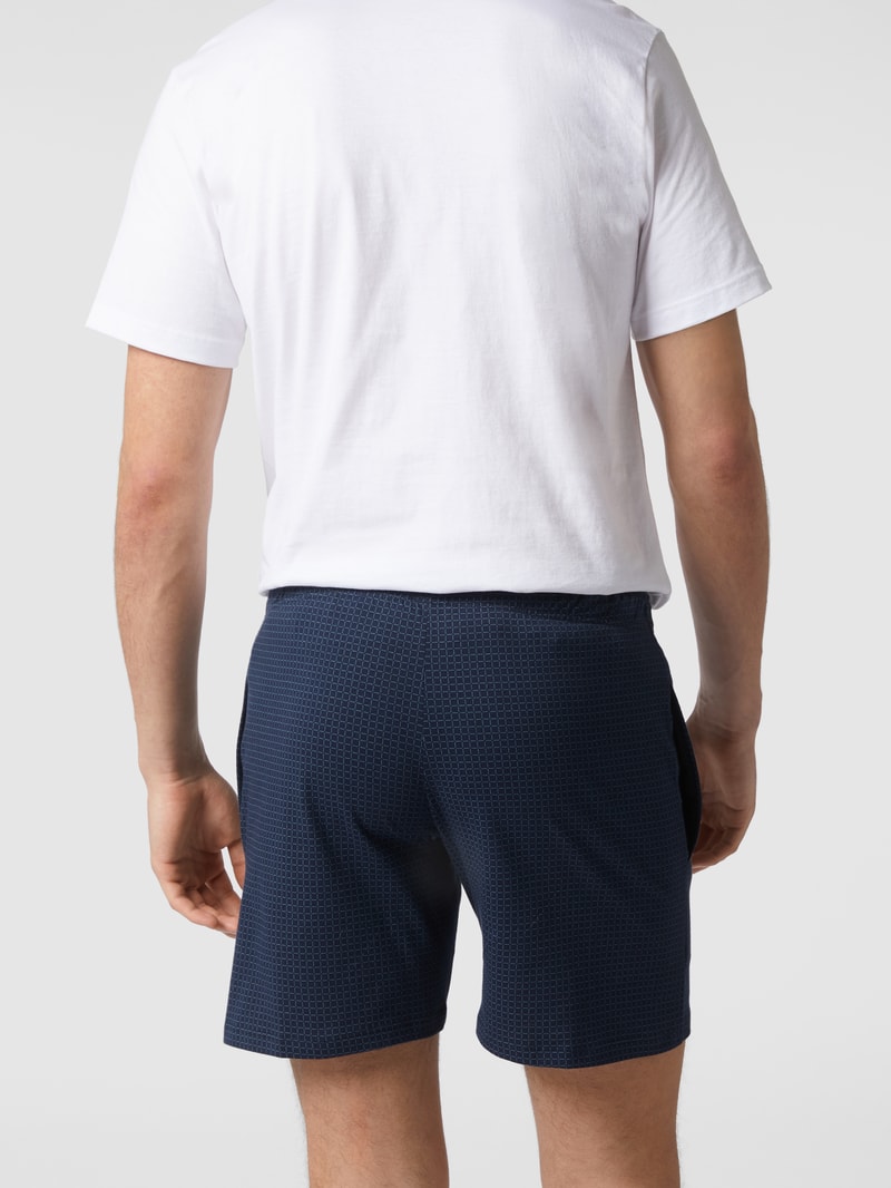 Sweatshorts mit Karomuster Modell 'Boxer' in dunkelblau