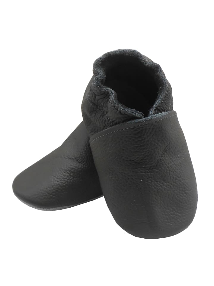 Yalion Leder-Krabbelschuhe in Schwarz günstig kaufen
