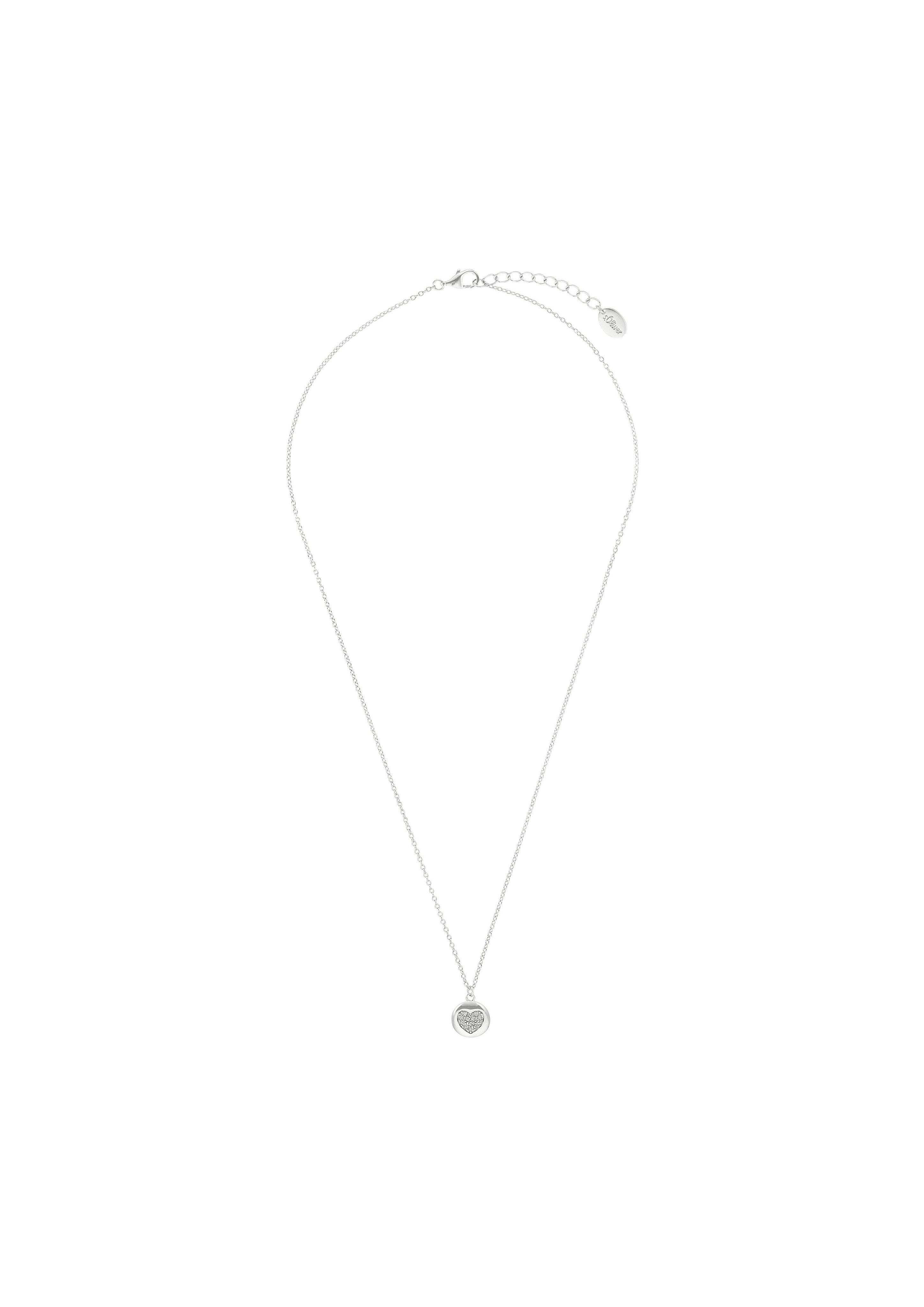 Silber-Halsskette mit kreisrundem Herz-Anhänger  6009584-92E0