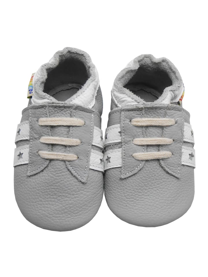 Yalion Leder-Krabbelschuhe in Grau günstig kaufen