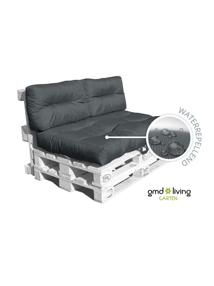 GMD Living Outdoor Palettenkissen Set MONSUN, wasserfest, Farbe Anthrazit  günstig kaufen 120 x 80 cm