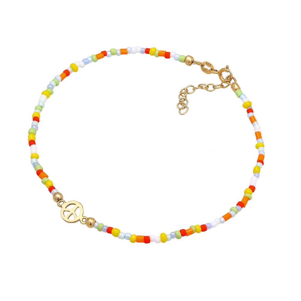 Elli Elli Bracelet de Cheville Femmes Bracelet de cheville Peace Symbole Perles de ver Bijoux