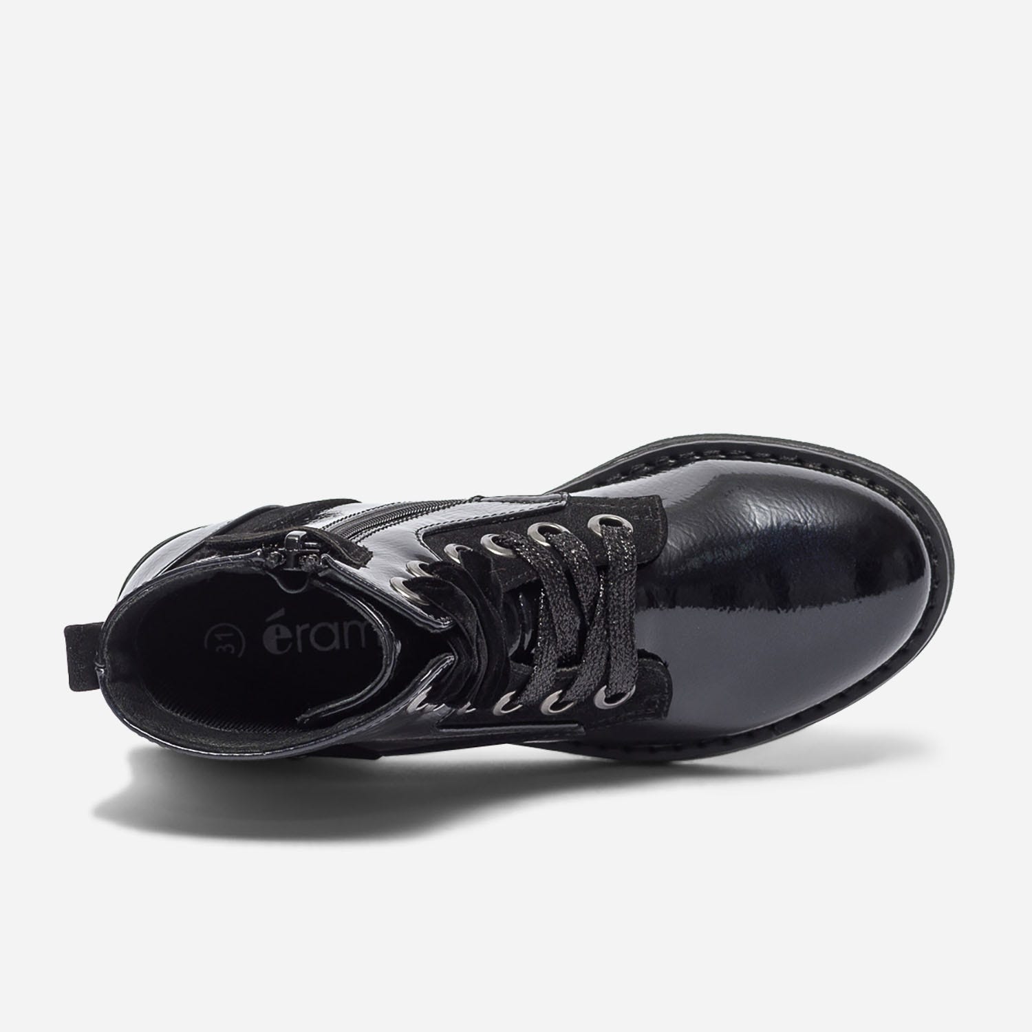 Bottine noire vernie à lacets
