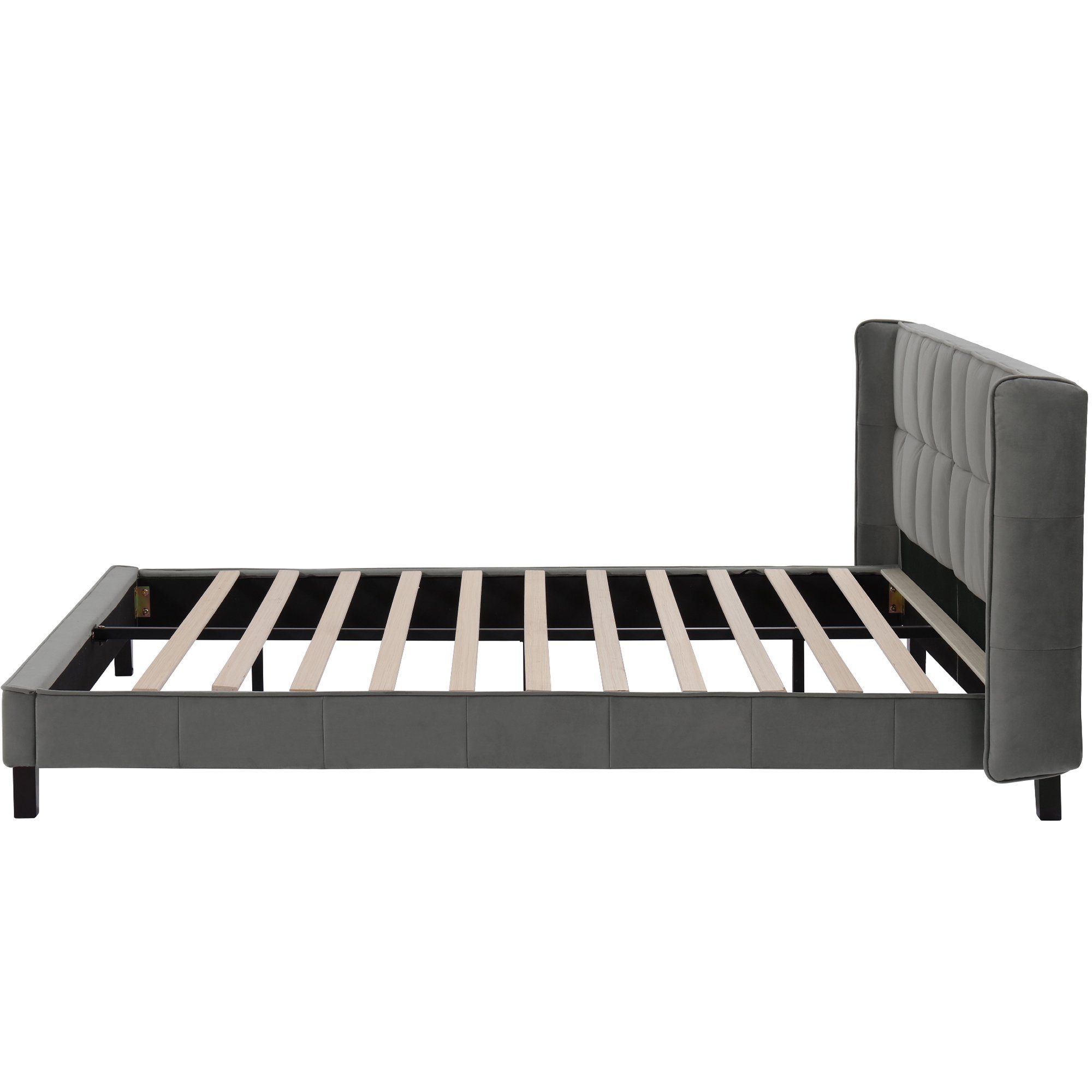 Flieks Polsterbett, Doppelbett mit Lattenrost und Kopfteil Samt 160x200cm