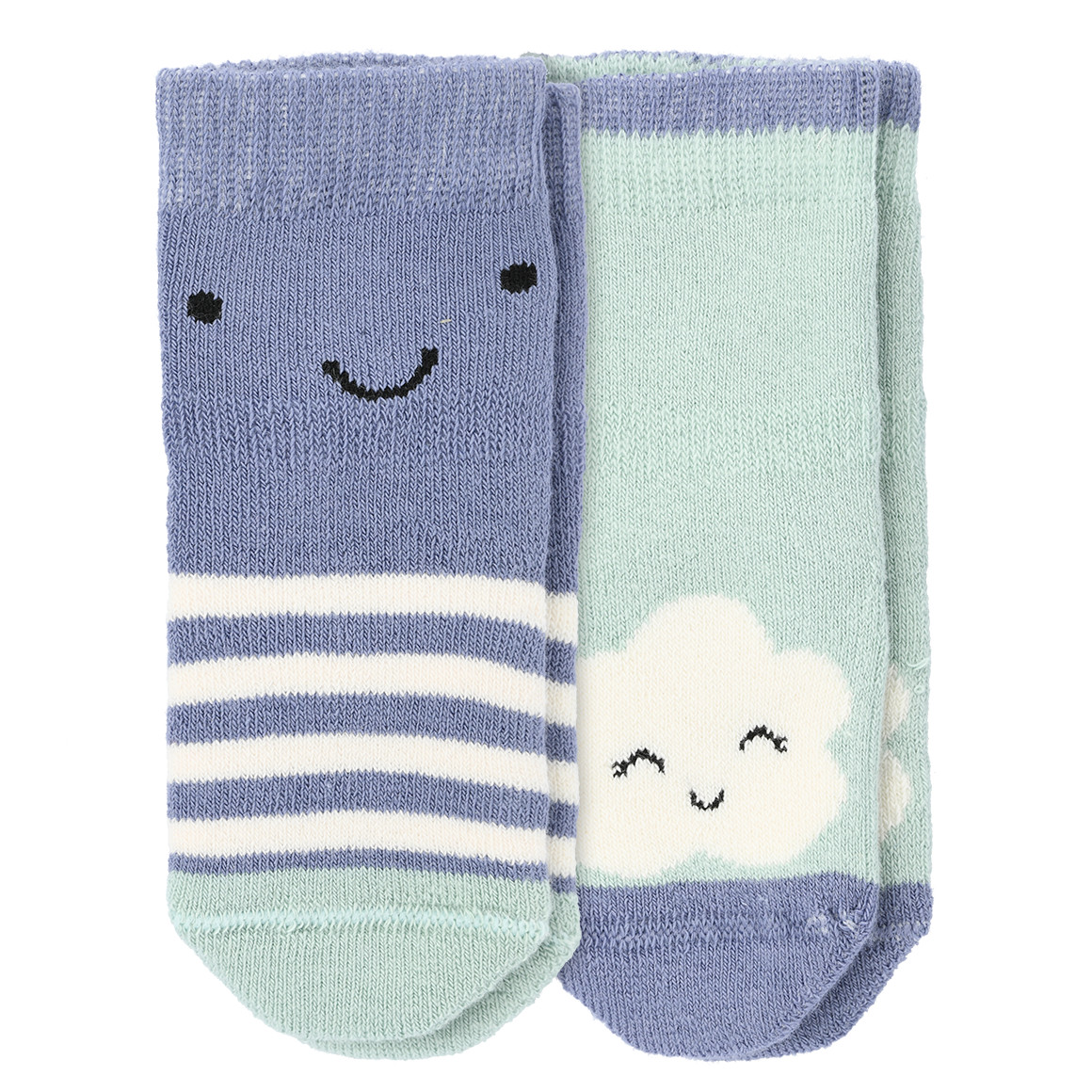 2 Paar Newborn Frotte-Socken im Muster-Mix
