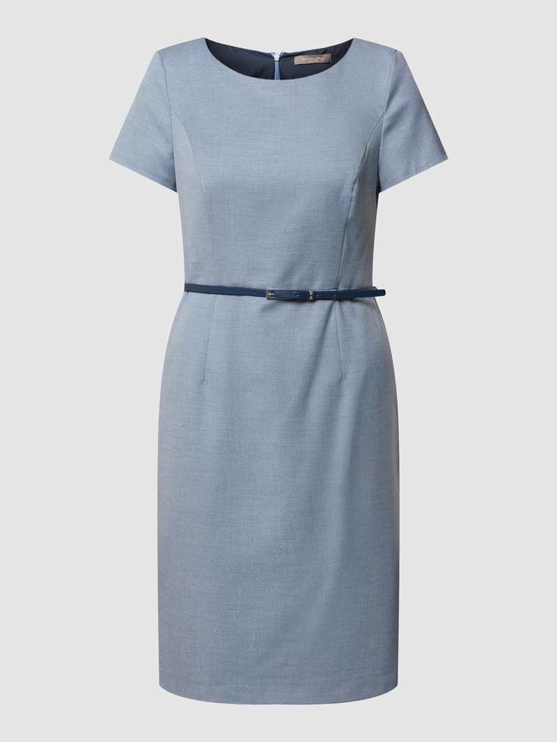 Blusenkleid mit feinem Muster in marineblau meliert