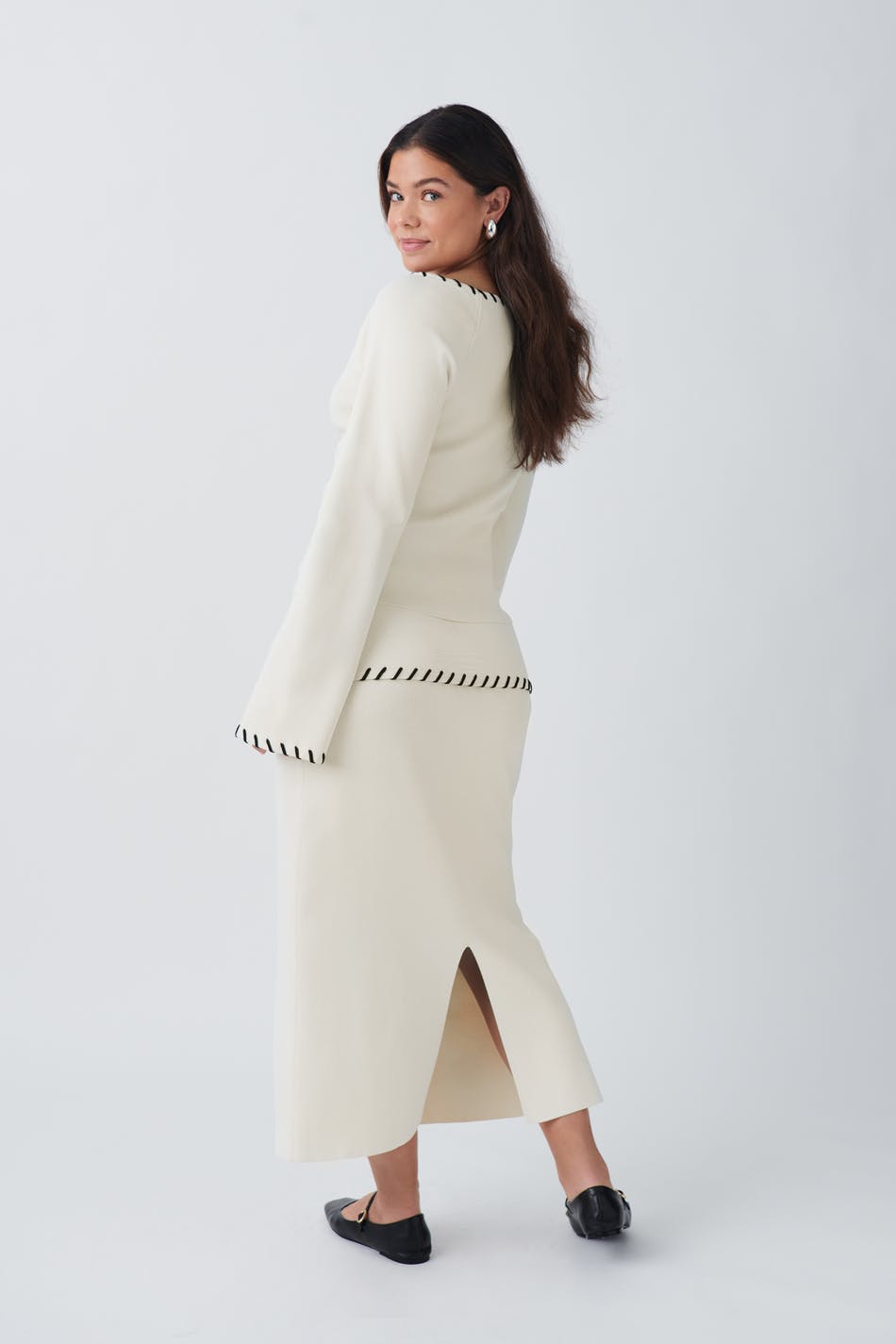 Blanket stitch knit skirt