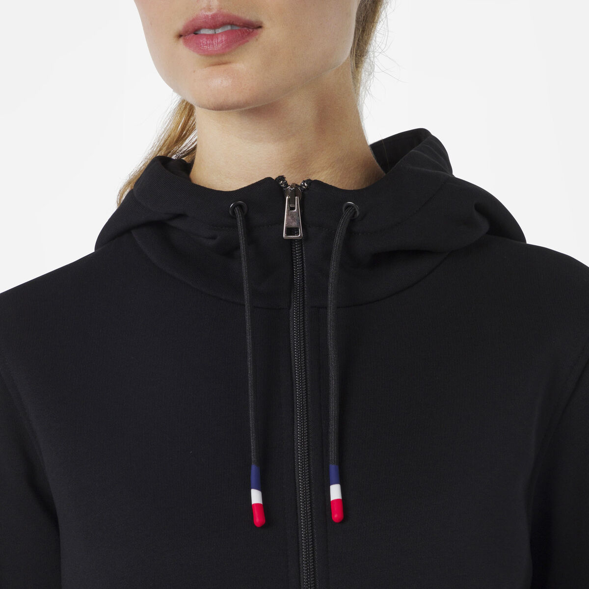 Logo Damensweatshirt mit Kapuze und durchgehendem Reißverschluss