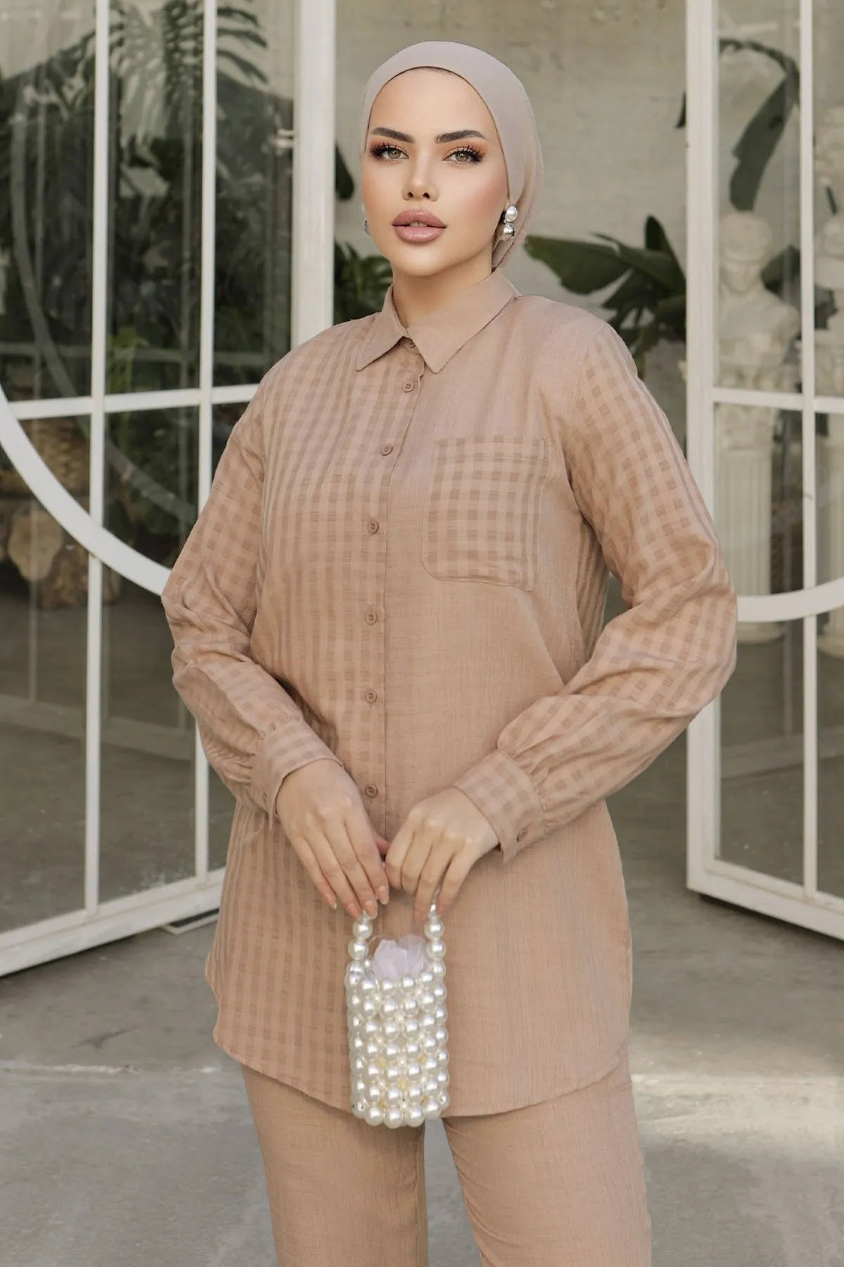 InStyle  Movra Gingham Detailliertes Hemdset – Braun