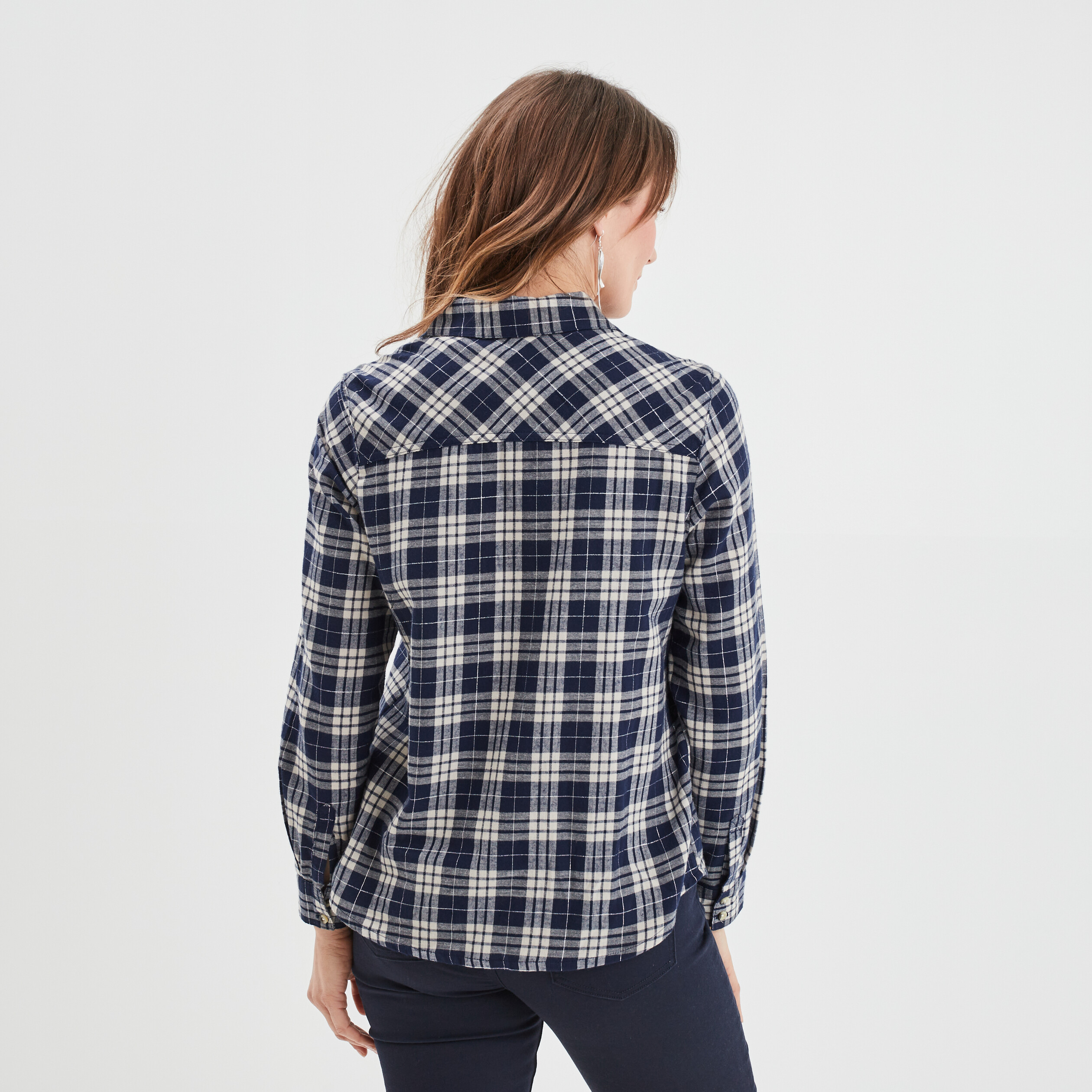 Chemise manches longues avec poches bleu marine femme | La Halle