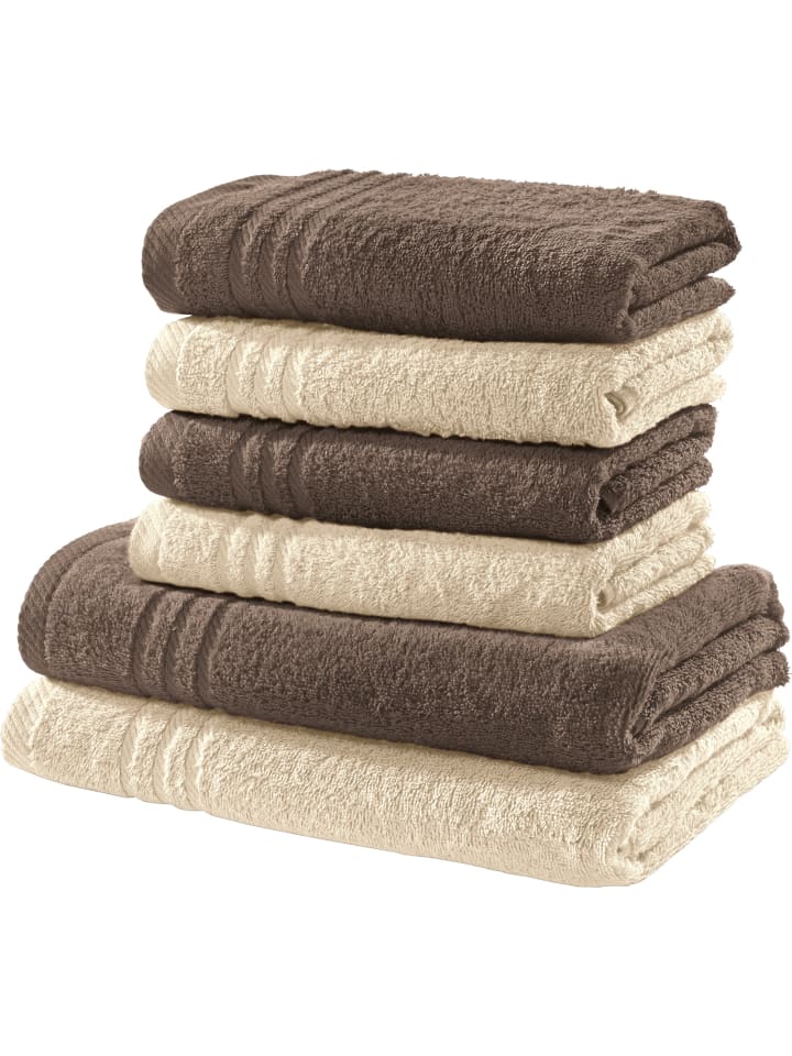 REDBEST Frottier Frottier-Set 2-farbig 6-tlg. New York in taupe-creme günstig kaufen onesize