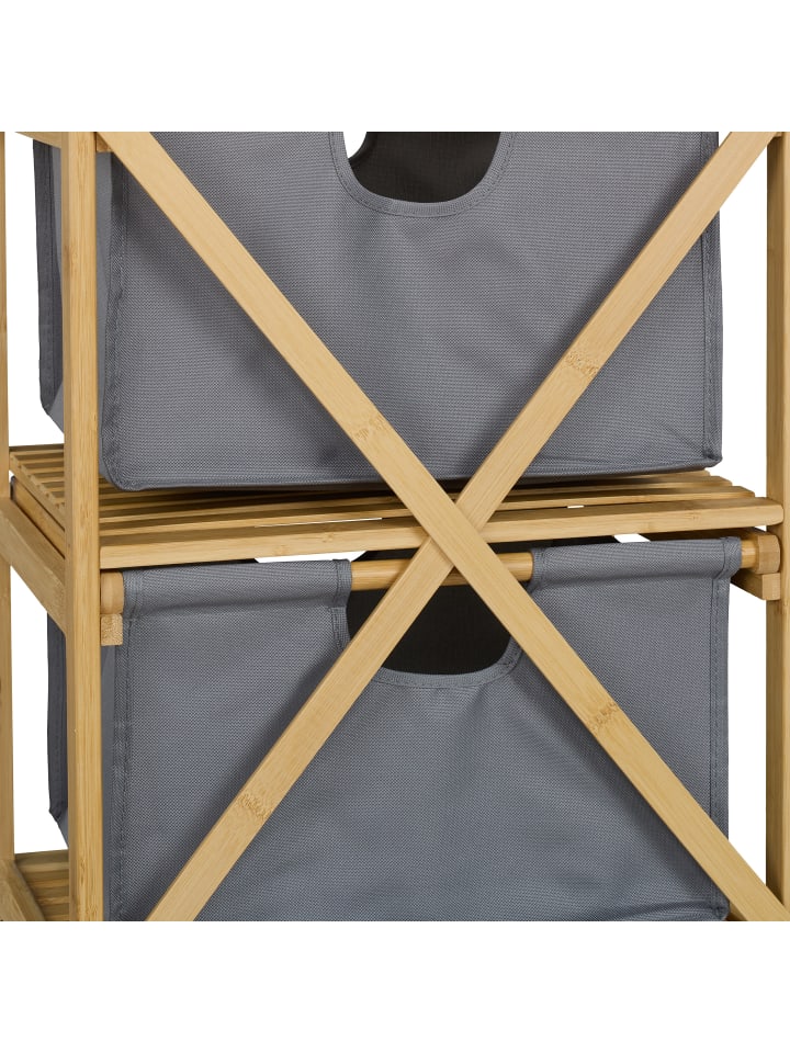relaxdays Wäschekorb in Natur/ Grau - (B)40 x (H)120 x (T)33 cm günstig kaufen onesize