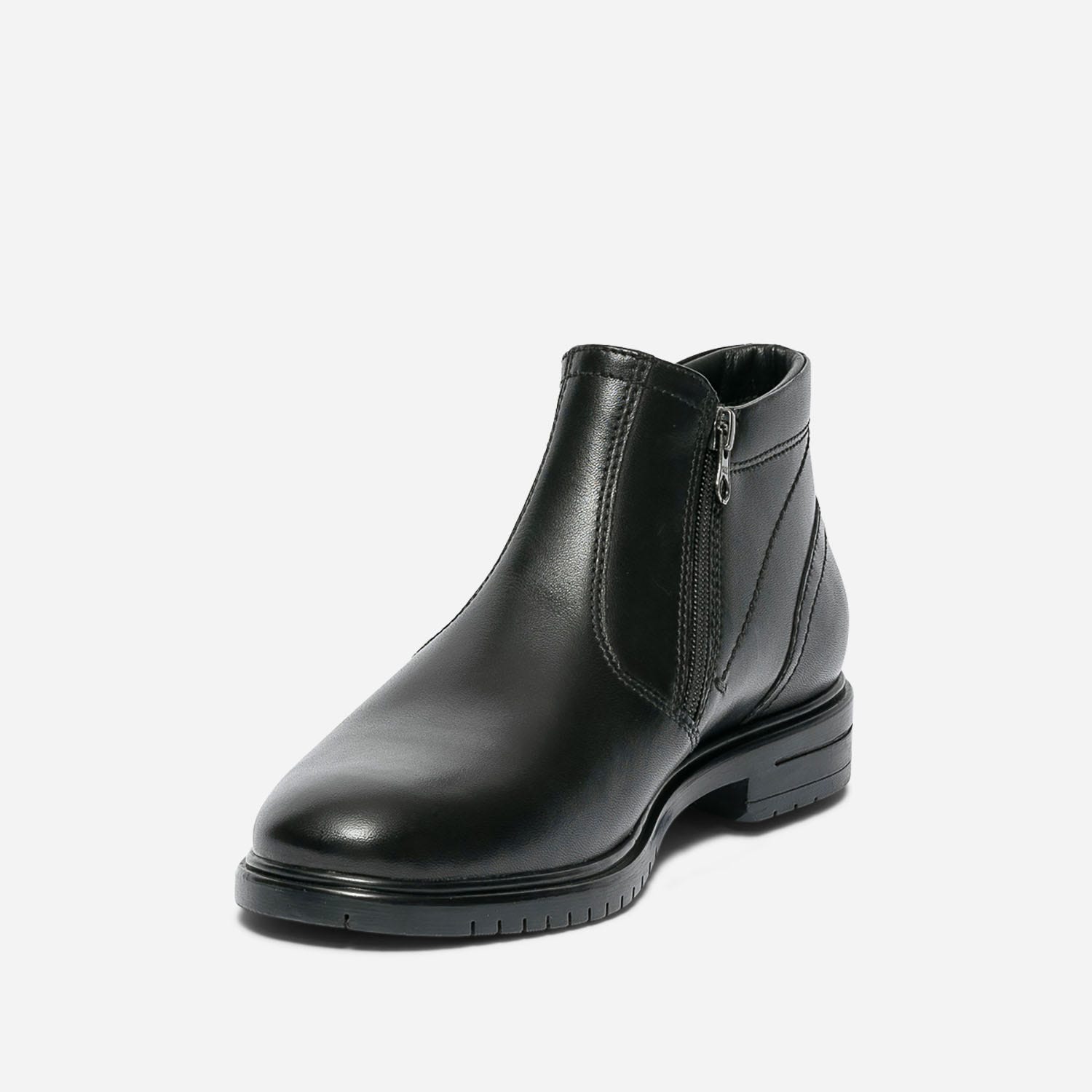 Boots noir en cuir à double zip