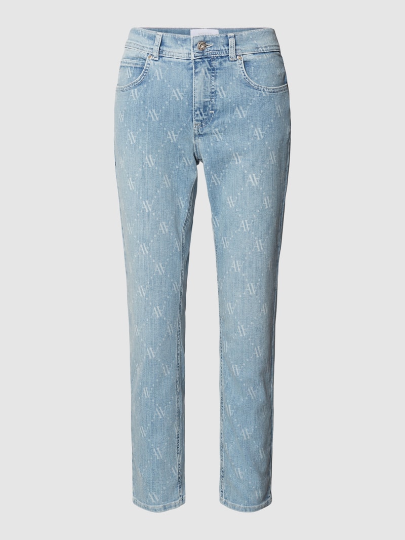 Jeans mit Allover-Print Modell 'ORNELLA' in hellblau