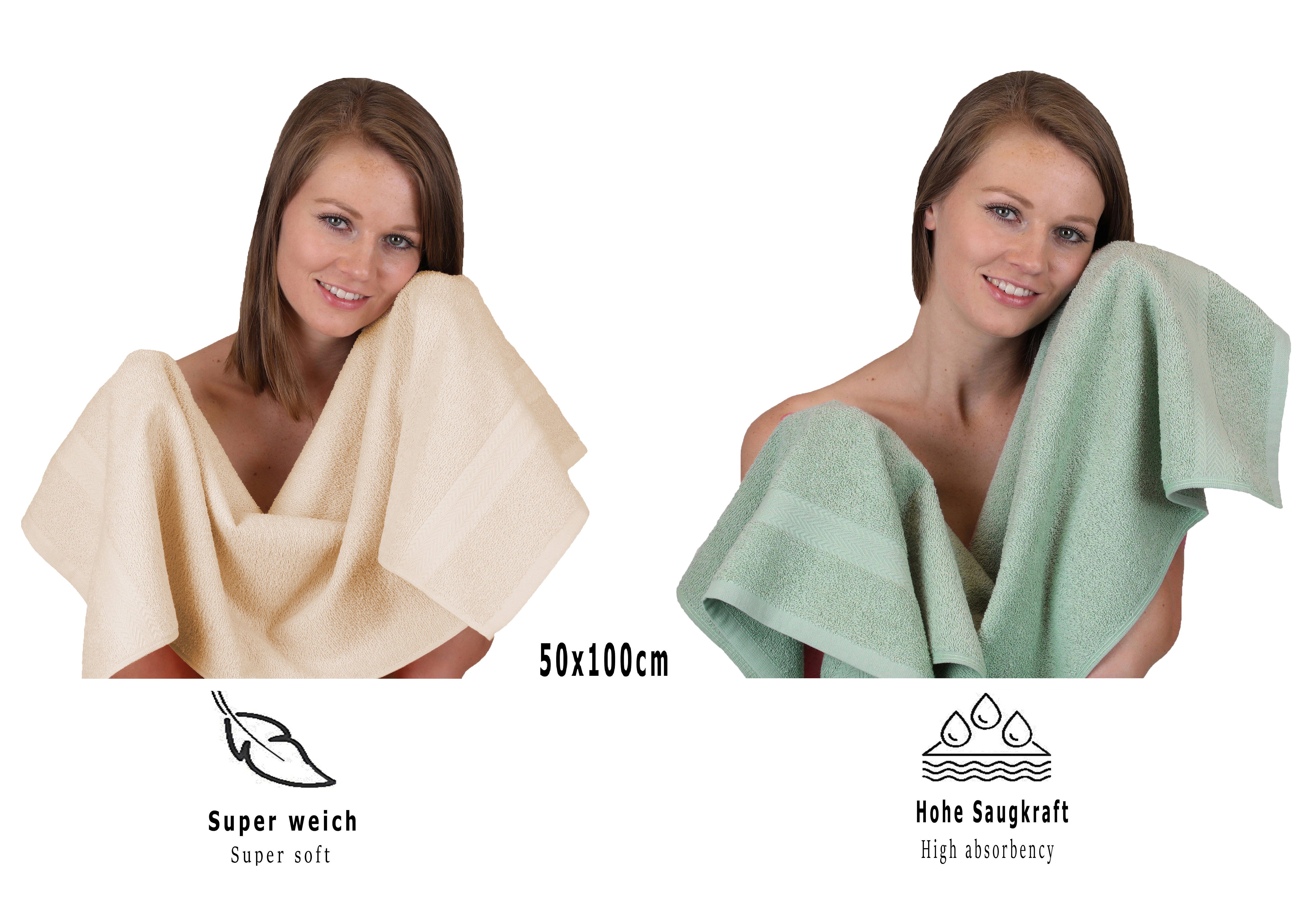 Betz Handtuch Set 12-tlg. Handtuch Set Premium Farbe Sand/heugrün, 100% Baumwolle, (12-tlg)