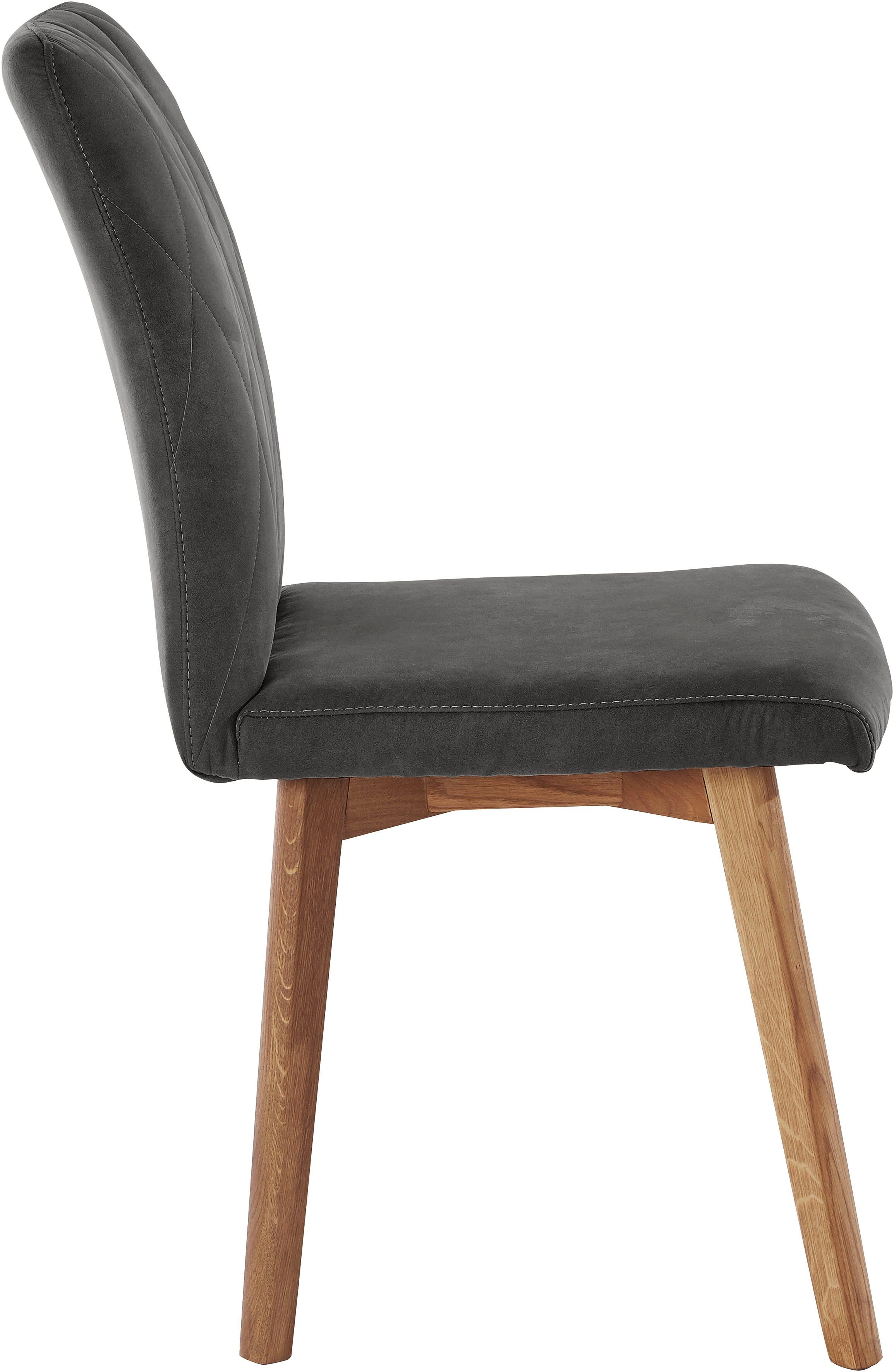Home affaire 4-Fußstuhl Brest (Set, 2 St), Gestell aus Eiche Massivholz geölt