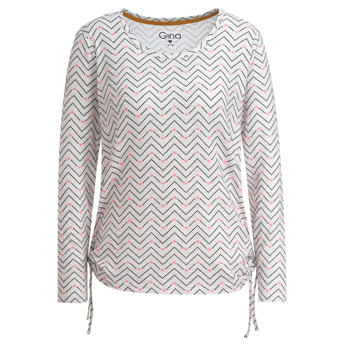 Damen Langarmshirt mit seitlichen Raffungen