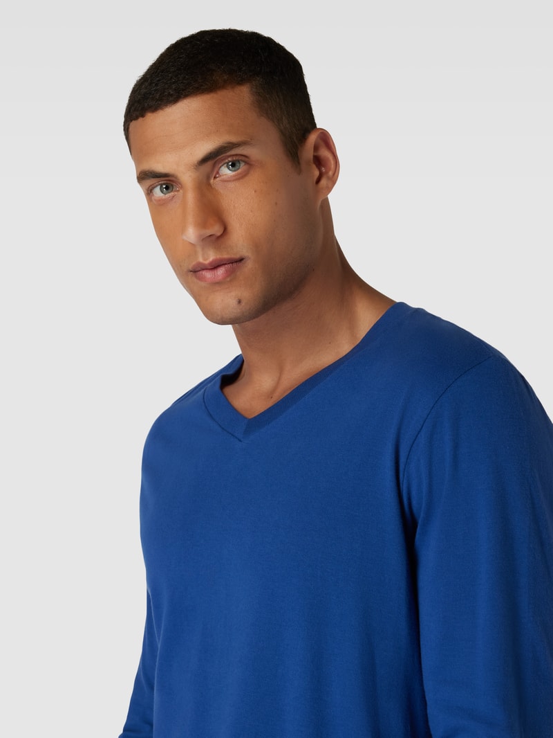 Longsleeve mit V-Ausschnitt Modell 'Mix+Relax' in royalblau