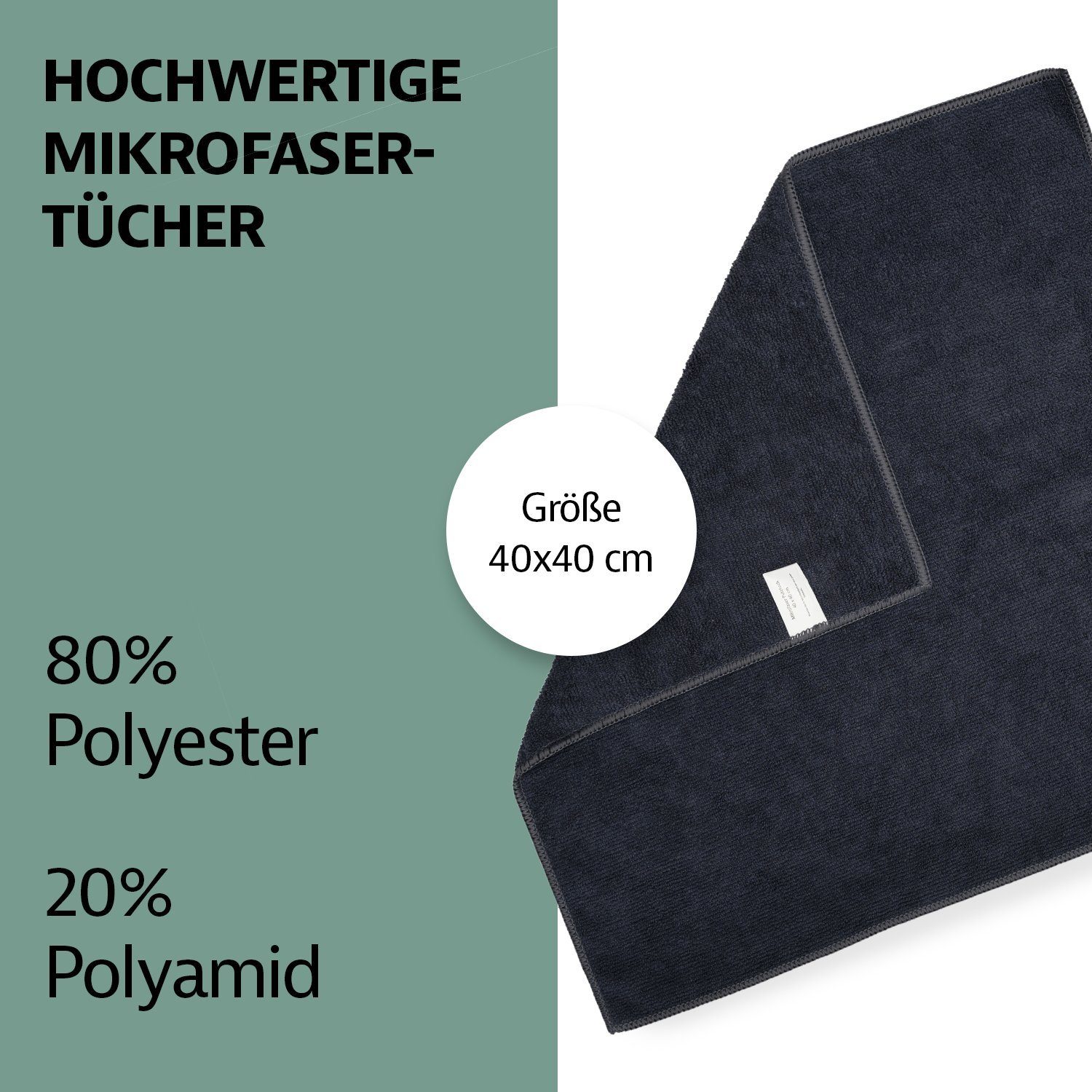 Zestri Geschirrtuch Mikrofasertücher Putztücher 40x40 cm Allzwecktücher Poliertuch, (10-tlg), Microfaser, fusselfrei und streifenfrei, Multipacks Reinigungstücher