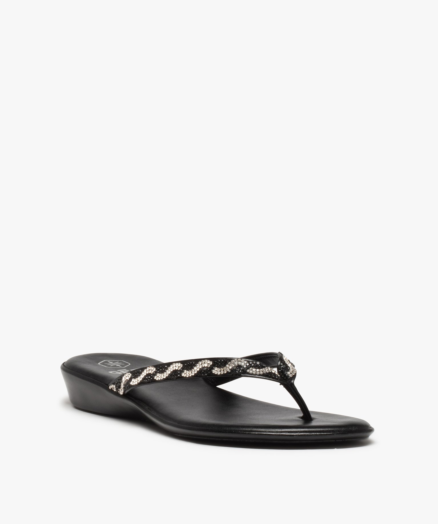 Tongs femme avec brides à strass bicolores noir | GEMO
