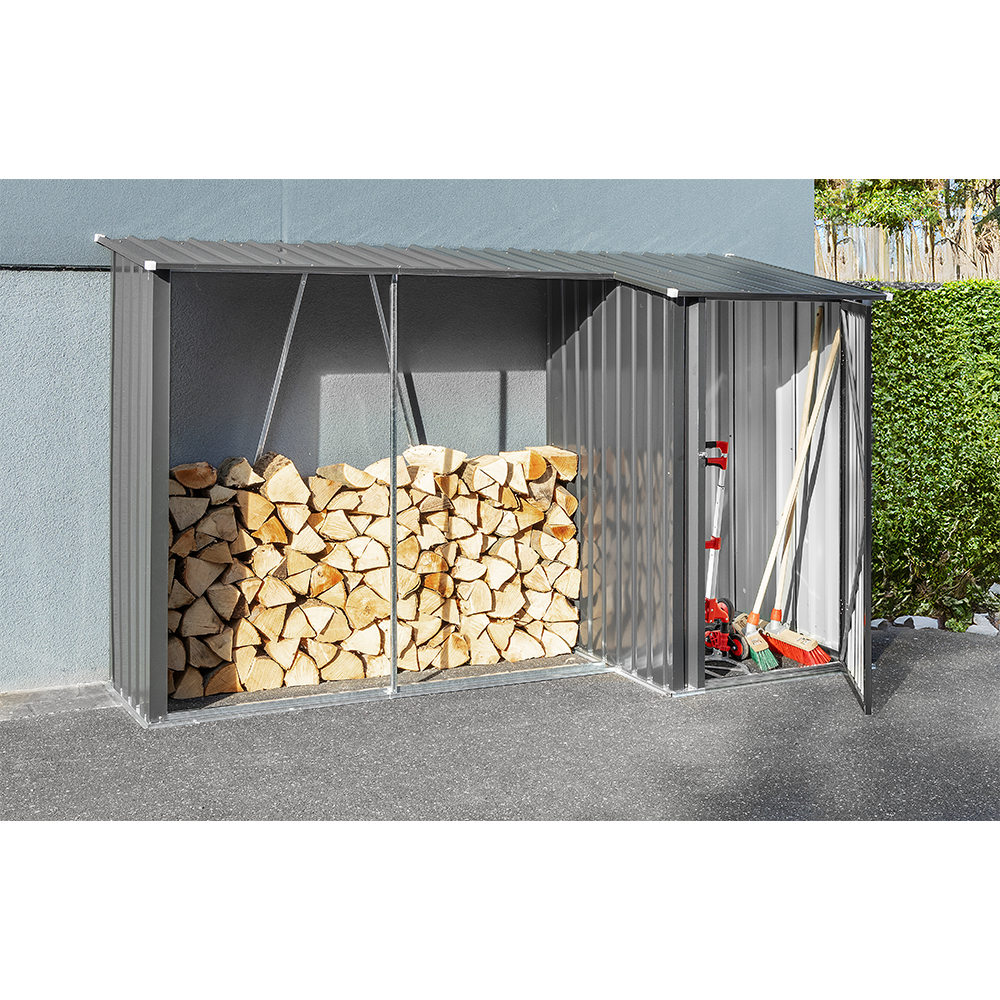 HC Garten & Freizeit Holzlager, Brennholzlager, Garten Kaminholzunterstand mit Schrank 2 in 1