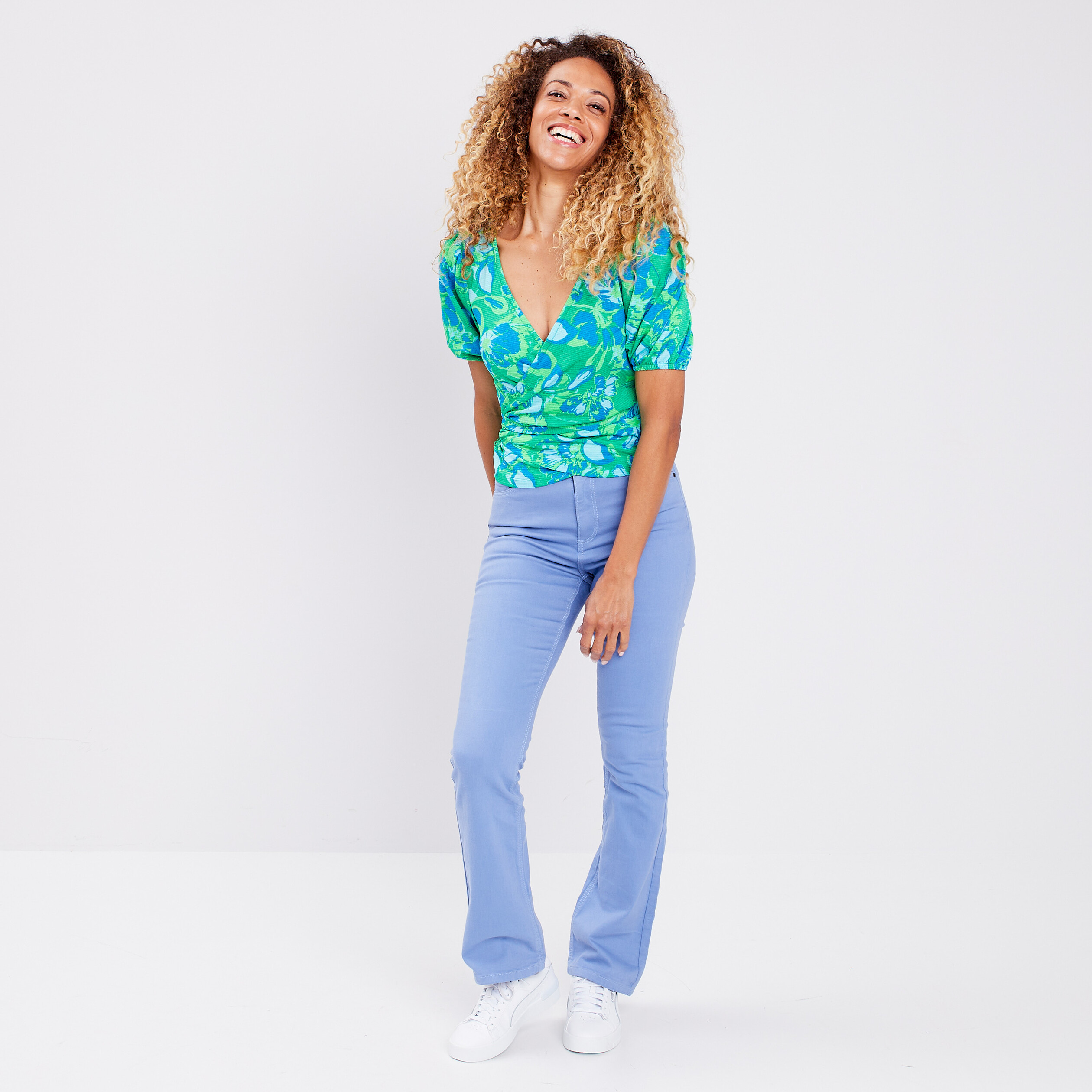 T-shirt cache-coeur à manches courtes vert femme | La Halle