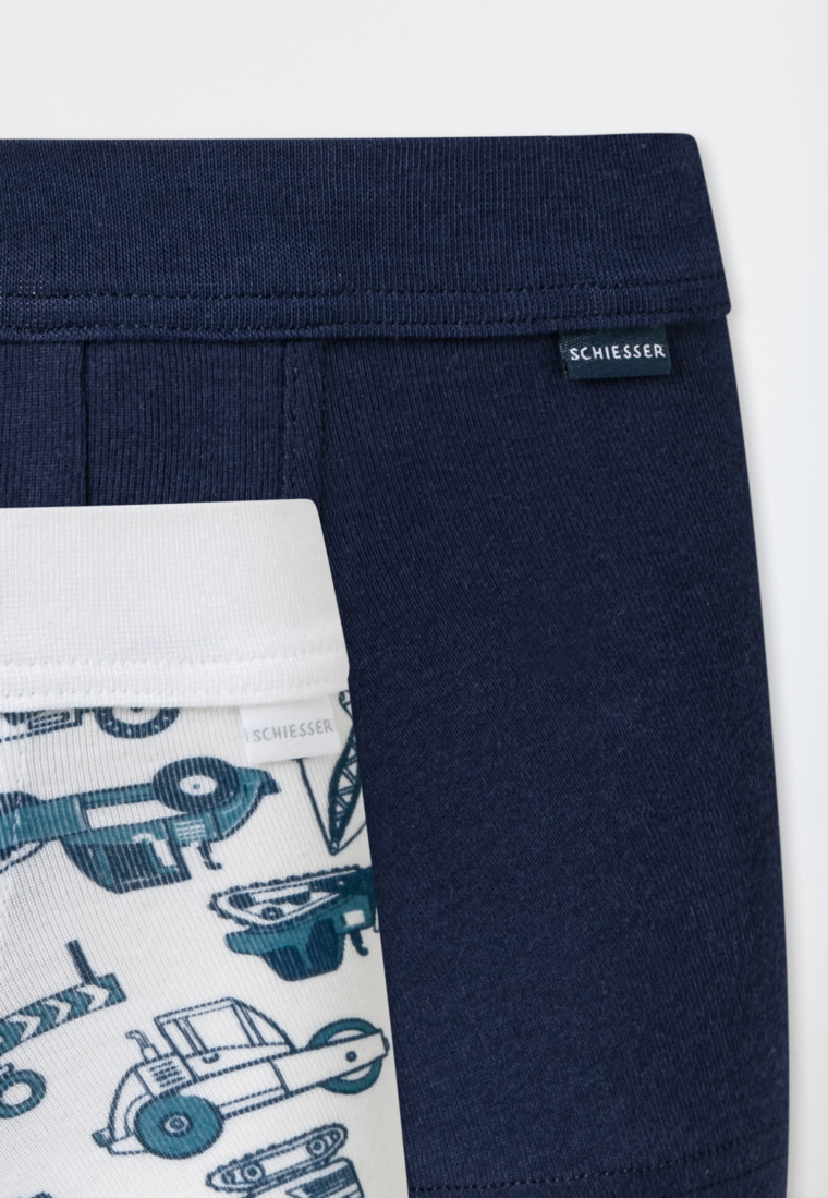 Shorts 2er-Pack Baustellendruck blau/weiß - Fine Rib