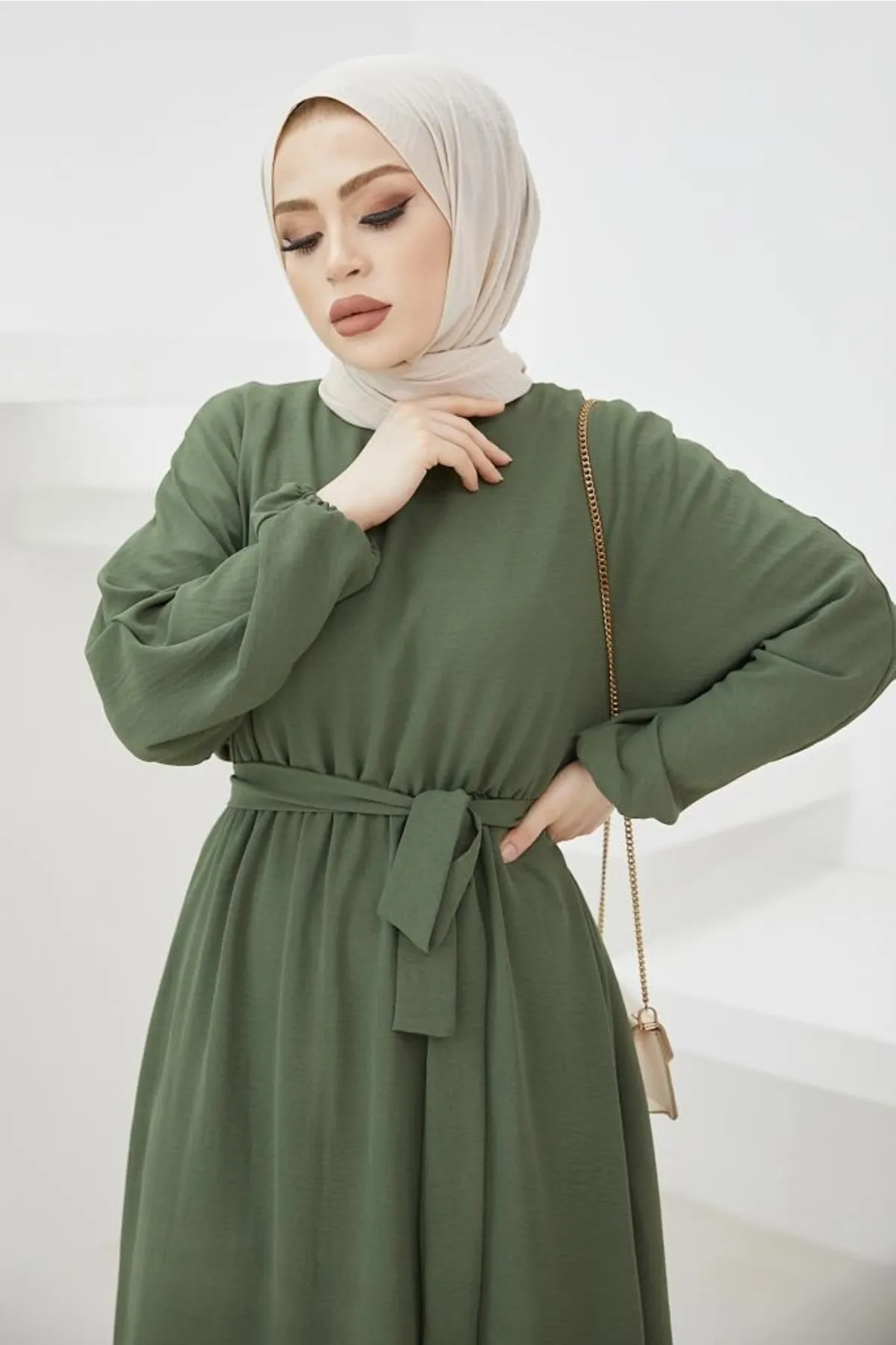 benguen  424-1aerobin Hijab-Kleid Khaki