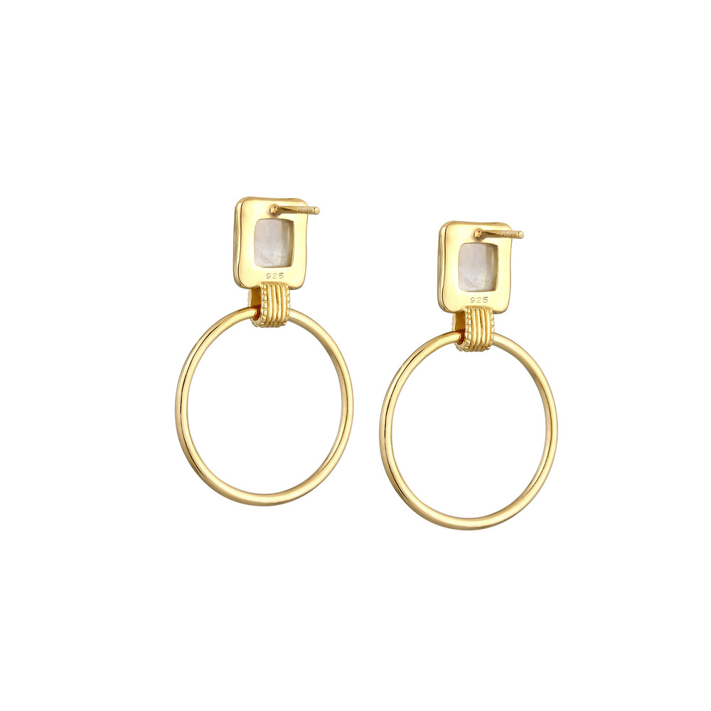 Elli PREMIUM Elli PREMIUM Boucles d'Oreilles Femme Cercle Élegante avec Pierre de Lune en Arge Boucles d'oreilles