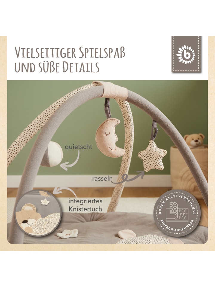 Bieco Spielwaren Krabbeldecke mit Spielbogen Plüsch - ab Geburt in Beige günstig kaufen onesize