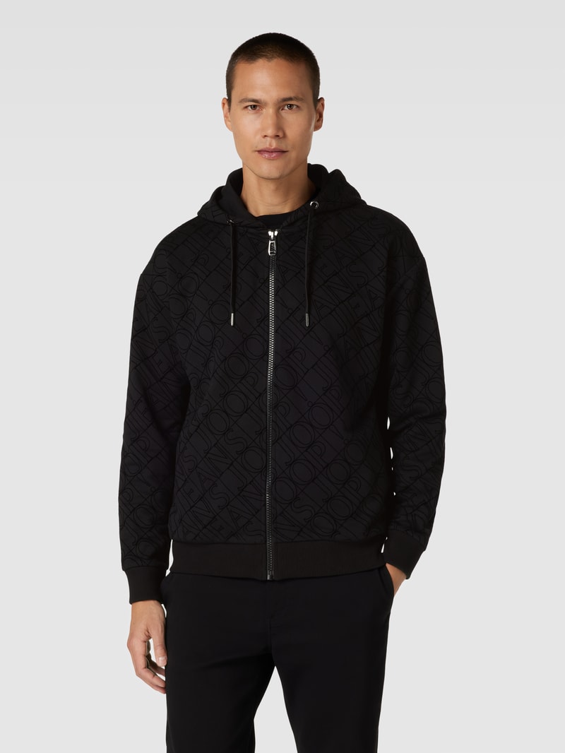 Sweatjacke mit Logo-Muster Modell 'cataldo' in schwarz