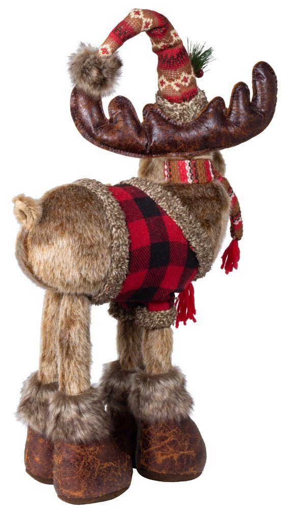 Christmas Paradise Weihnachtsfigur Elch 50cm (60cm) (Dekofigur, 1 St), Rentier stehend, Weihnachtsdeko Braun Rot