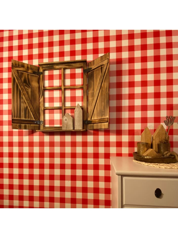 UNUS Deko-Fenster Sprossenfenster mit Fensterläden in Braun günstig kaufen onesize