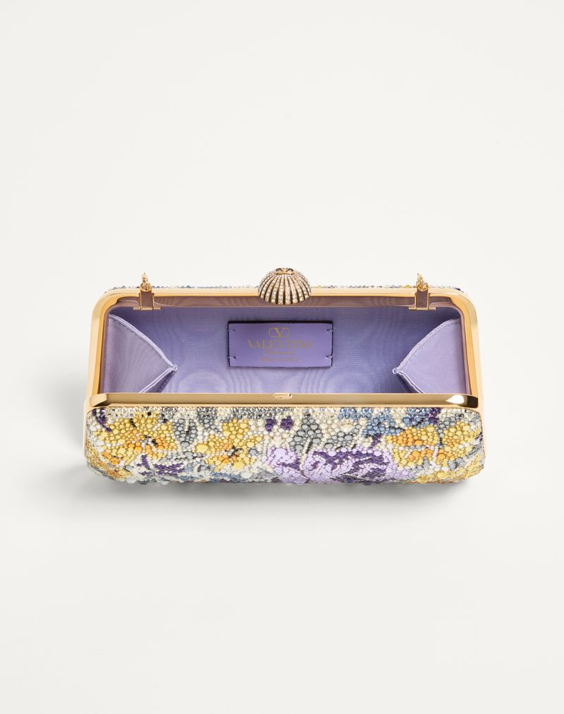 Valentino Garavani Carry Secrets Minaudiere med blomstermotiv af rhinsten