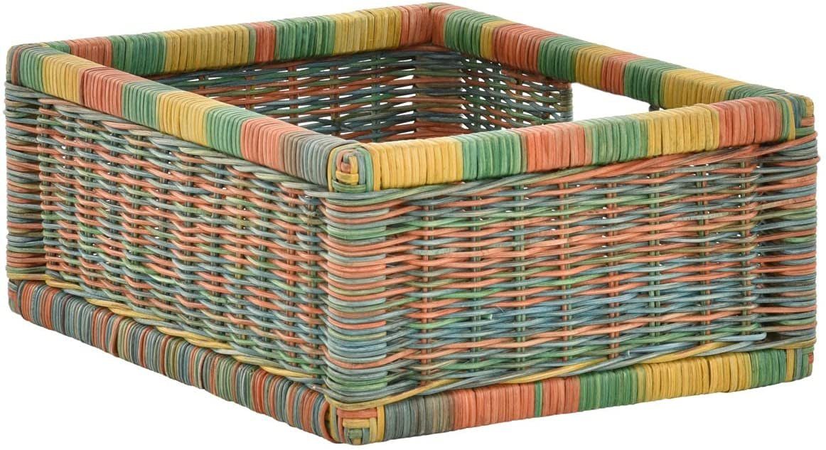 Krines Home Regalkorb 2er Set Regalkorb Aufbewahrungskorb Korb geflochten Rattan Korbset (2-teiliges Set), ca. 43 x 32 x 17,5 cm Aufbewahrung Regal Schrankkorb