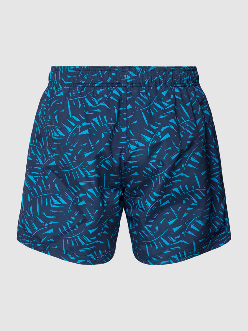 Badehose mit Allover-Muster Modell 'Wave Nature' in blau