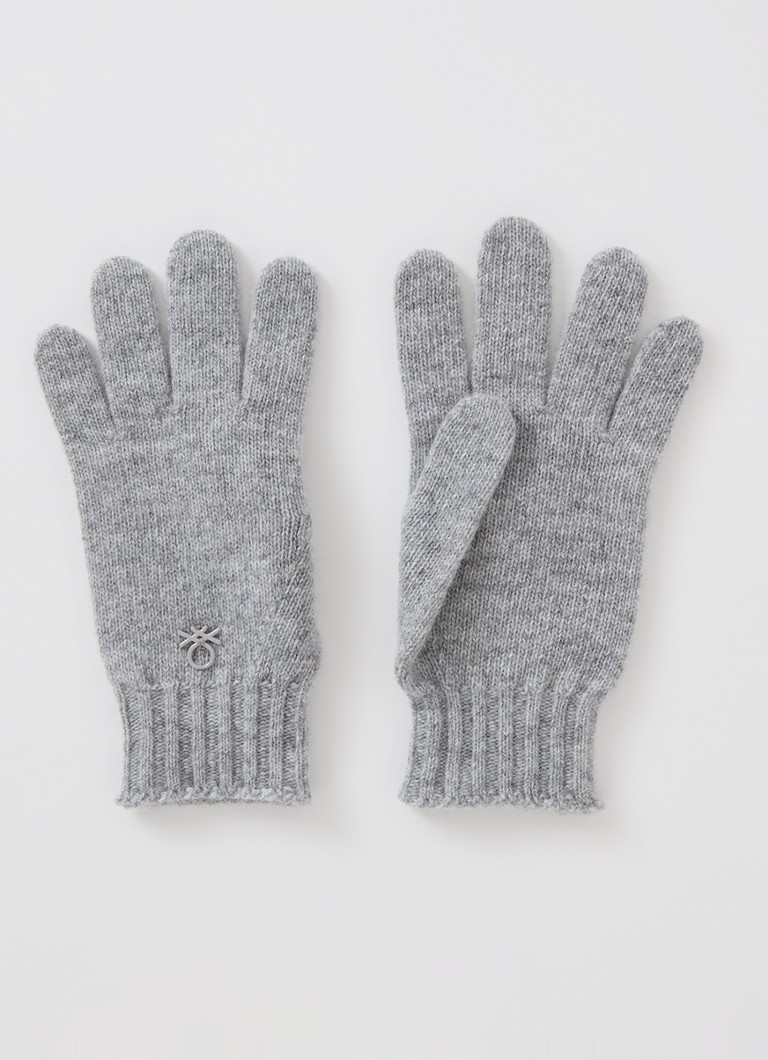 Benetton Fine-knit gloves in wool blend with logo