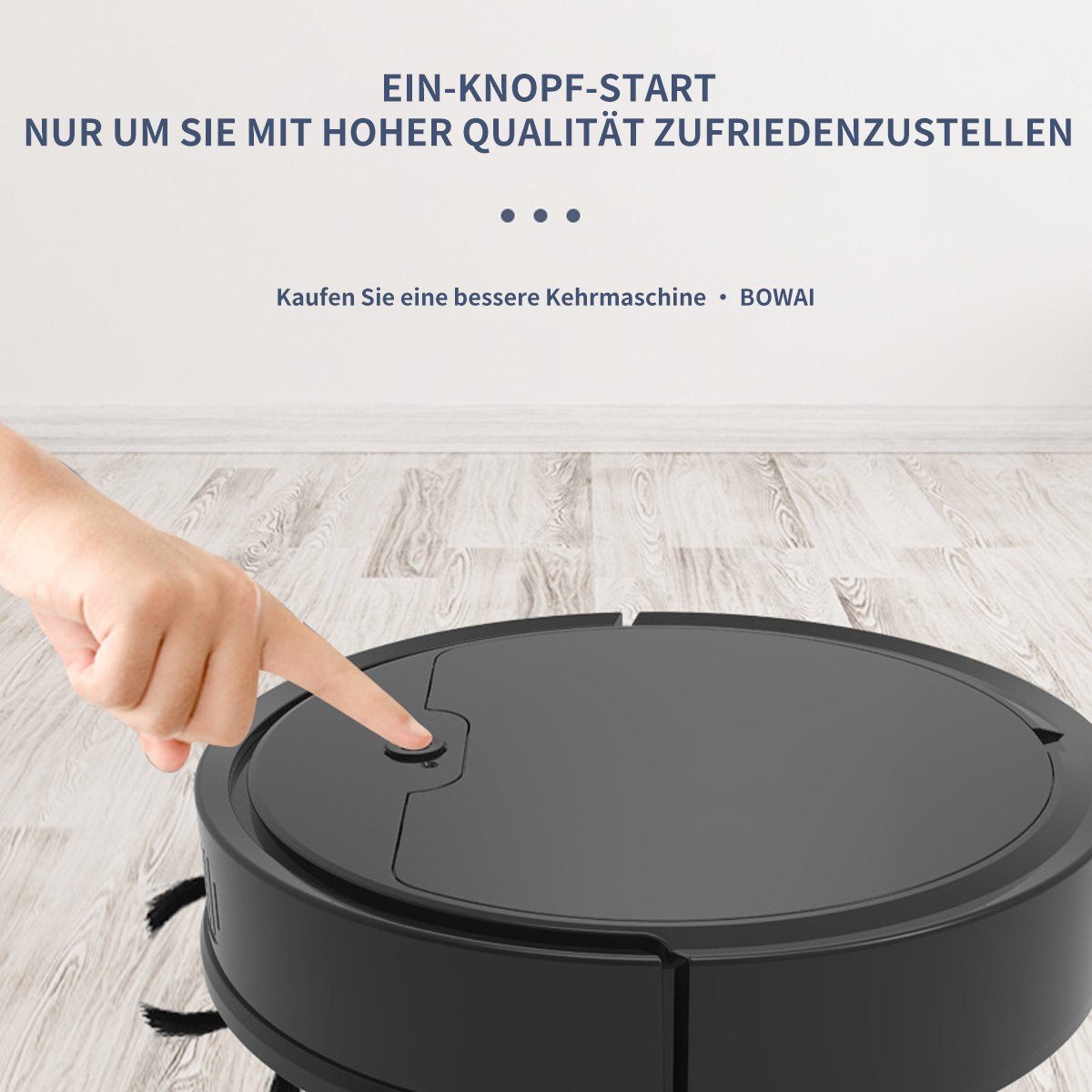 DOPWii Saugroboter 6W 1800Pa 3 in 1 Roboter Staubsauger, Kehren Saugen Wischen,400mL, 6,00 W, Beutellos