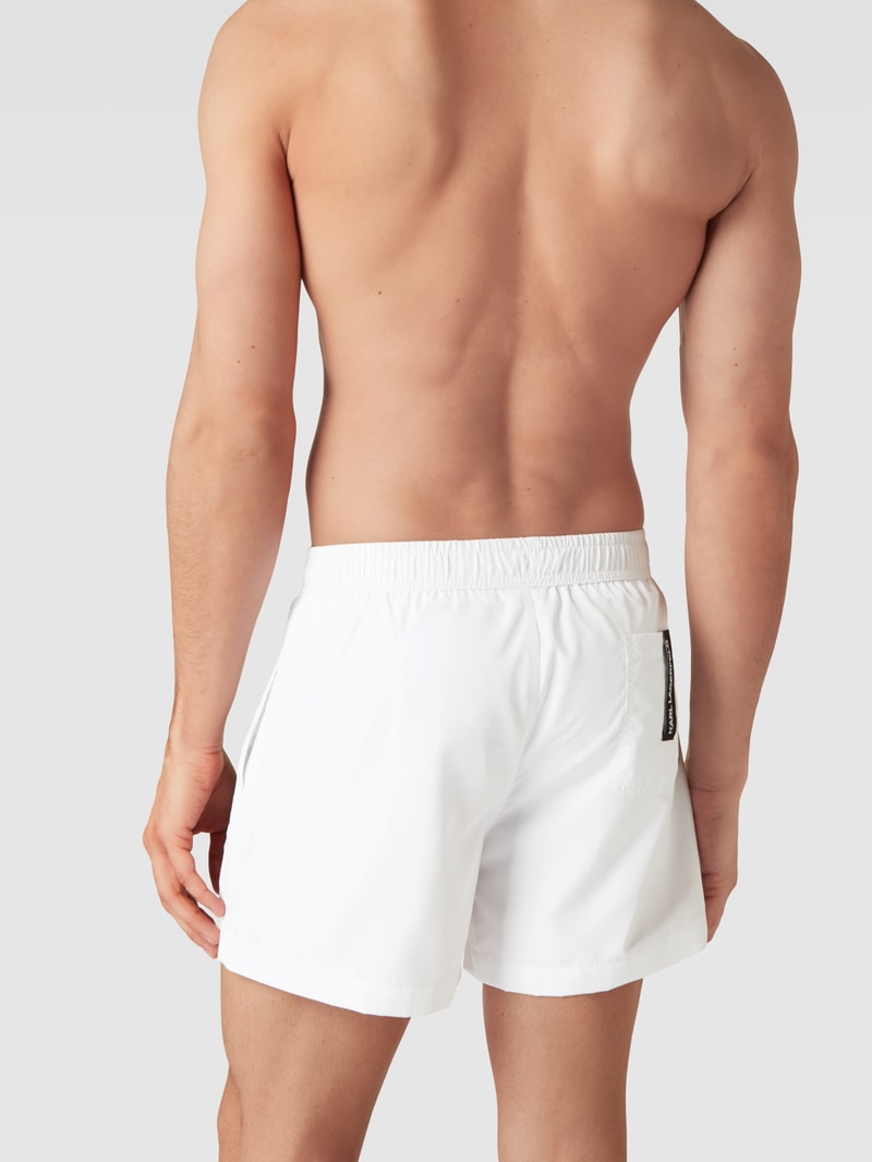 Badehose mit Logo-Print in weiß