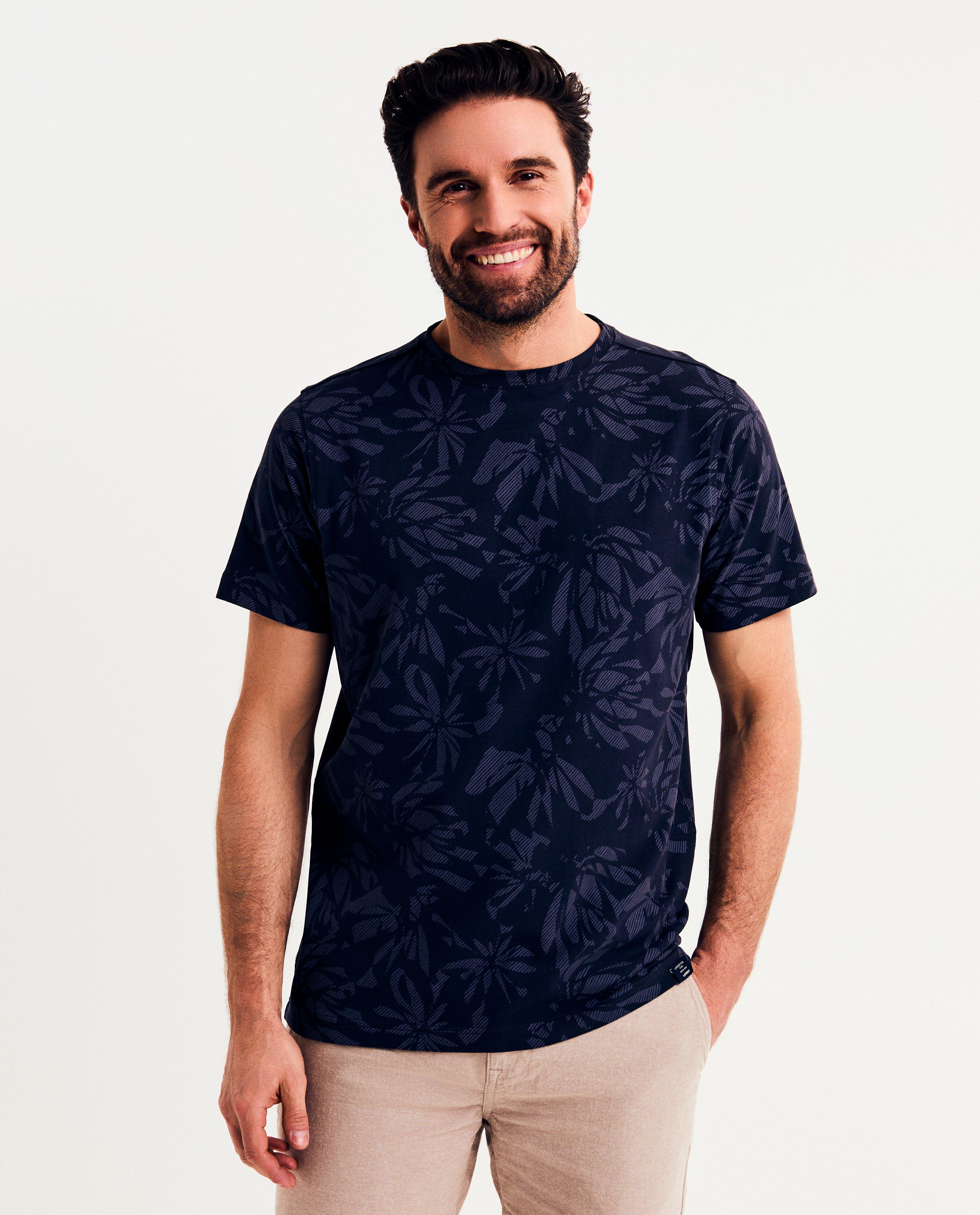 Tricou Lerros cu imprimeu tropical albastru închis