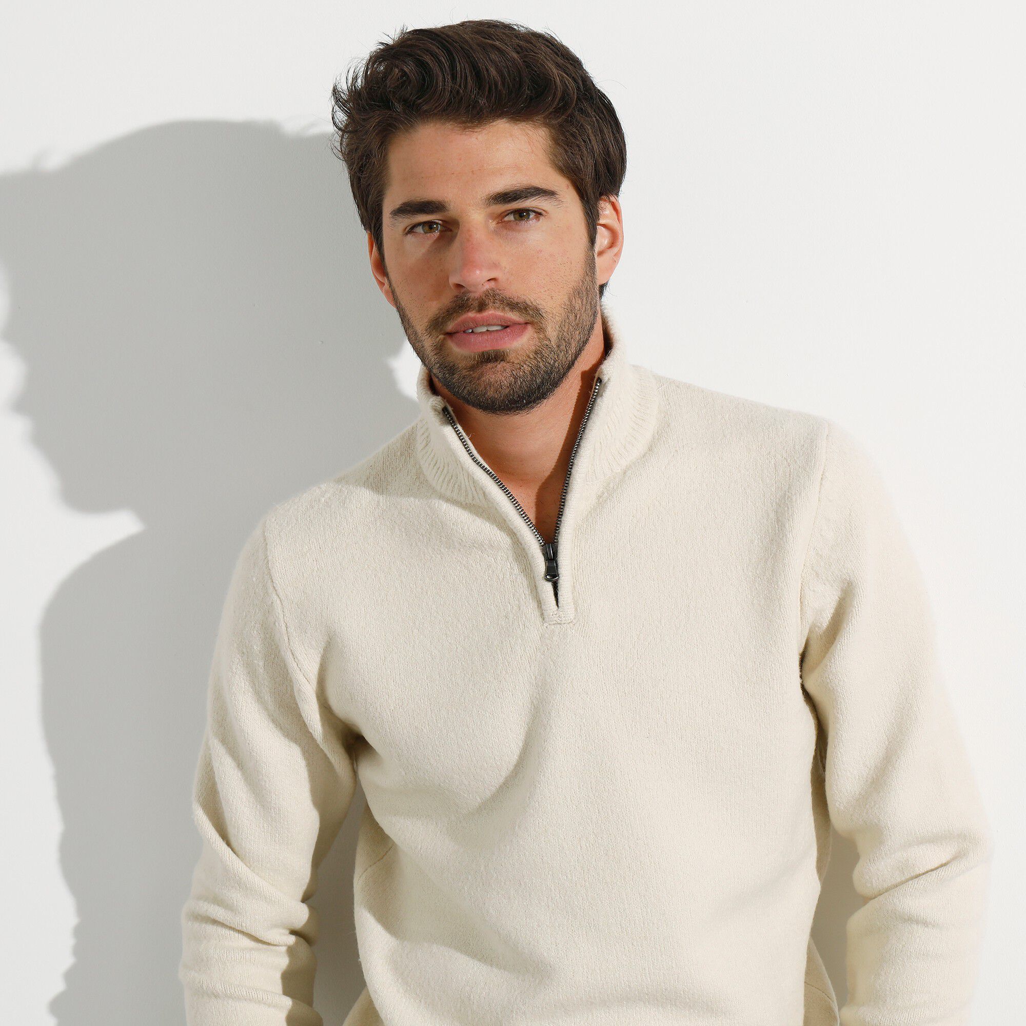 Pull col montant zippé en jersey avec polyester recyclé(1)
