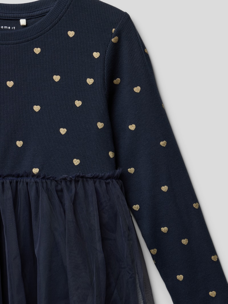 Kleid mit Allover-Muster in blau