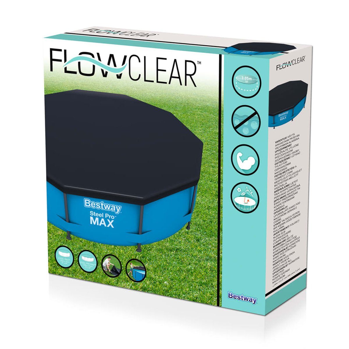BESTWAY Pool-Abdeckplane Bestway Flowclear™ PVC-Abdeckplane Ø 305 cm schwarz Poolabdeckung rund, Poolplane PVC