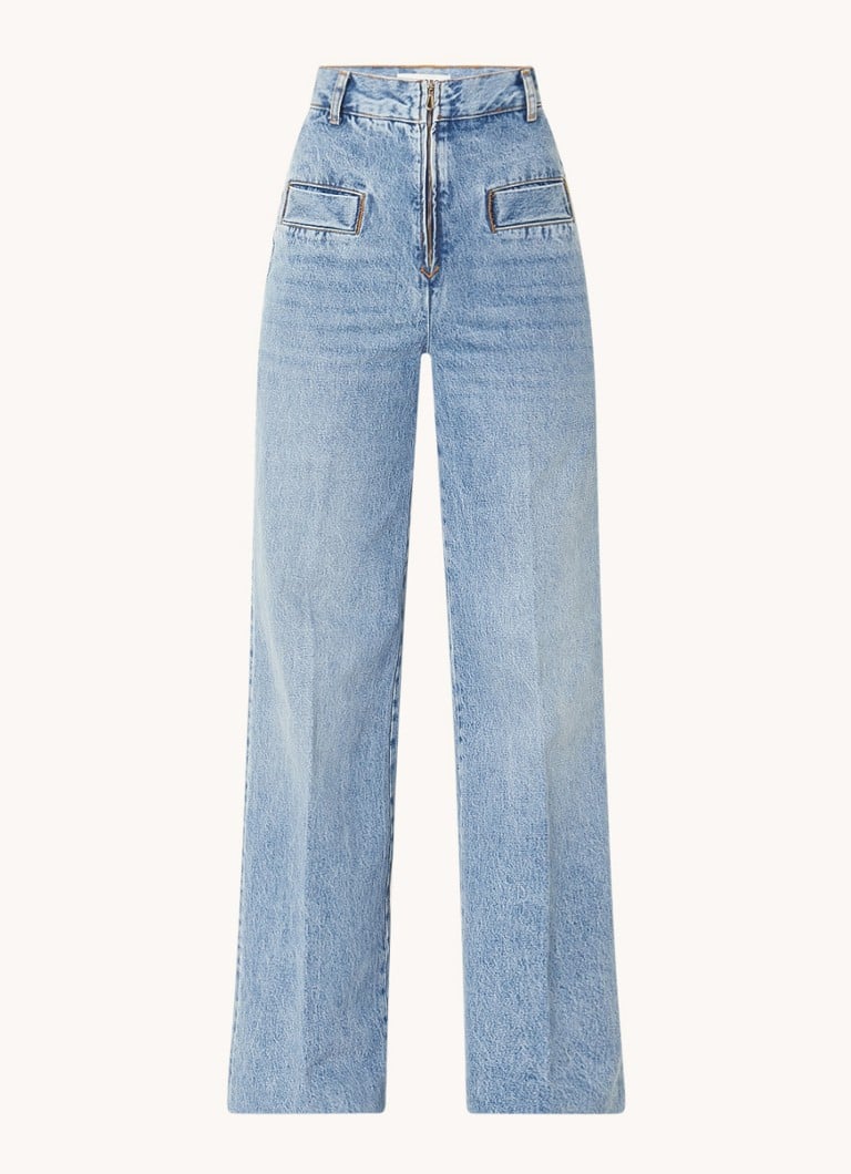 Jeans Sandro a vita alta e gamba larga, lavaggio chiaro