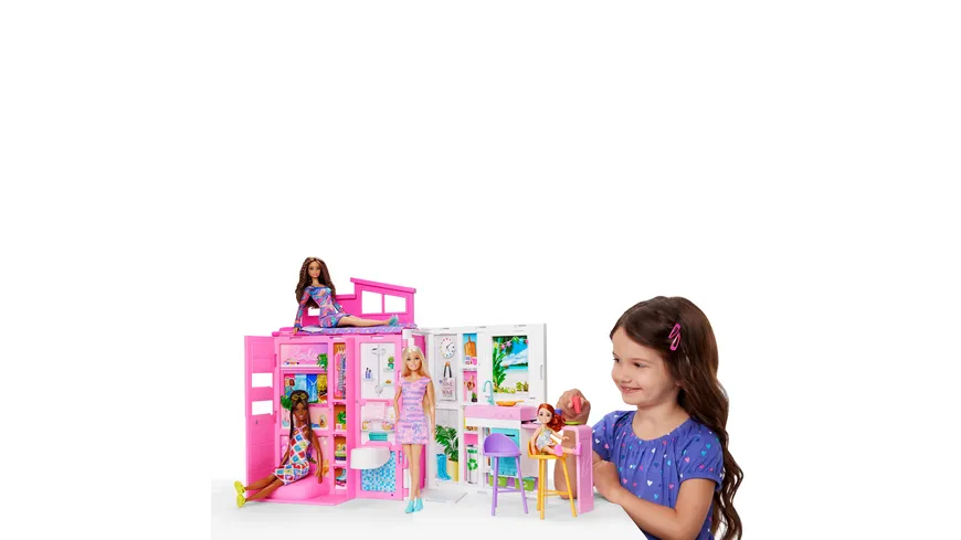 Barbie Puppenhaus mit Barbie-Puppe und Zubehörteilen zum Dekorieren