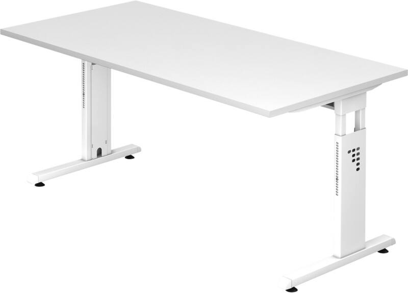Hammerbacher O-Serie Höhenverstellbar Schreibtisch Rechteckig Melaminharzbeschichtete Spanplatte 4 Füße 1.600 x 800 x 680 mm